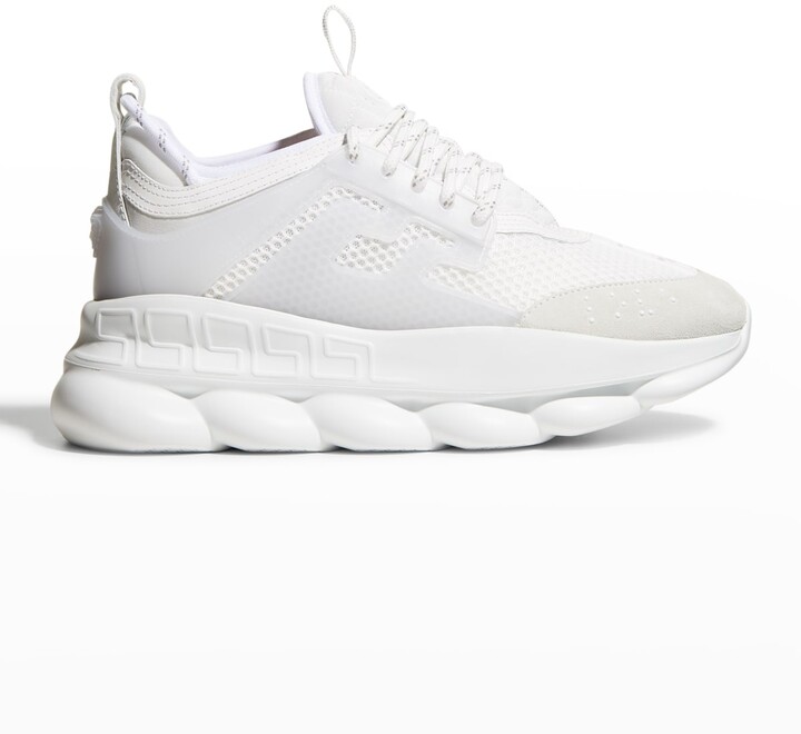 Versace Men's Chain Reaction Caged Sneakers White