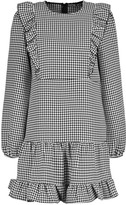Thumbnail for your product : boohoo Dogtooth Ruffle Detail Drop Hem Skater Dress