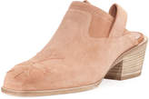Laurence Dacade Suede Stitched Low-Heel Mule, Light Pink