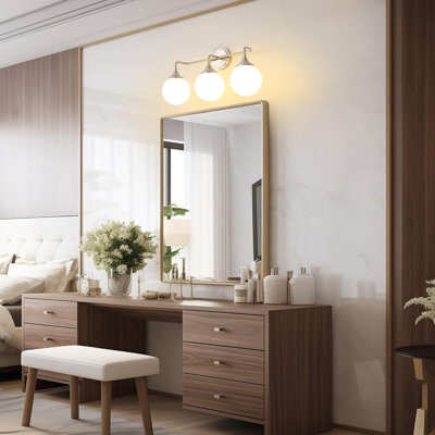 Everly Quinn Modern Vanity Light Fixture With Milky White Glass Shades 3-Light Bathroom Wall Sconce For Mirror Dimmable And Easy To Install