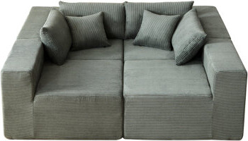 Kivaritio 104-Inch Corduroy Sectional - Upholstered Furniture For Home Living Room Bedroom 4 Pc Minimalist Design Apartment 4