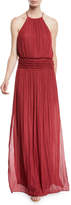 Thumbnail for your product : Halston Ruffled Halter Gown w/ Smocked Waist