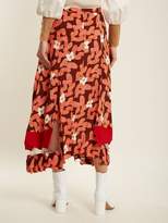Thumbnail for your product : Toga Abstract Floral Print Panelled Midi Skirt - Womens - Red
