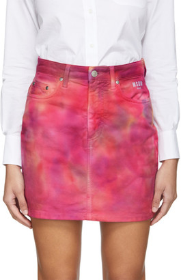 MSGM Pink Denim Tie-Dye Miniskirt