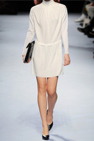 Thumbnail for your product : Nina Ricci Paneled silk, lace and ribbed-knit wool mini dress