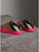 Thumbnail for your product : Burberry Canvas Check and Leather Sneakers