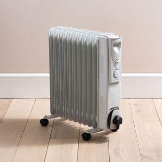 Dunelm 2500W 11 Fin Oil Filled Heater, 55cm x 24cm x 48cm White