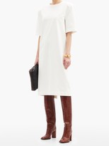 Thumbnail for your product : Tibi Shoulder-padded Cotton-jersey Shift Dress - White