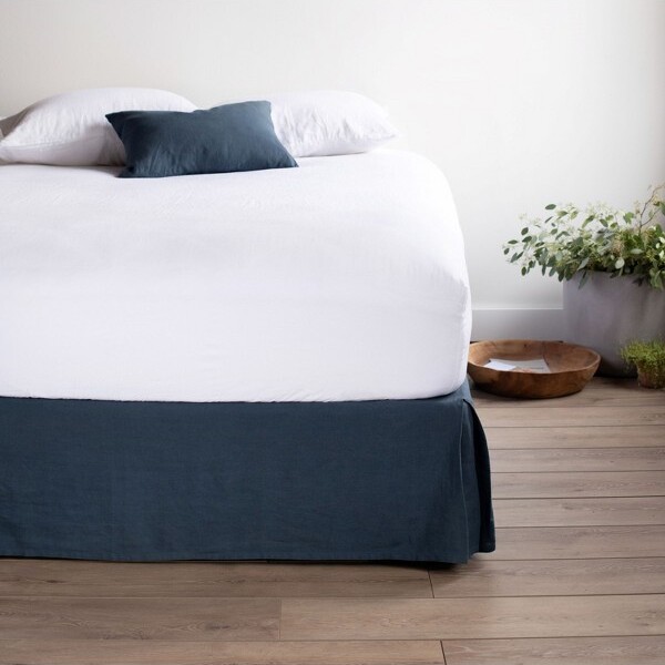 100% French Linen Bedskirt - Twin XL - Moss | BOKSER HOME