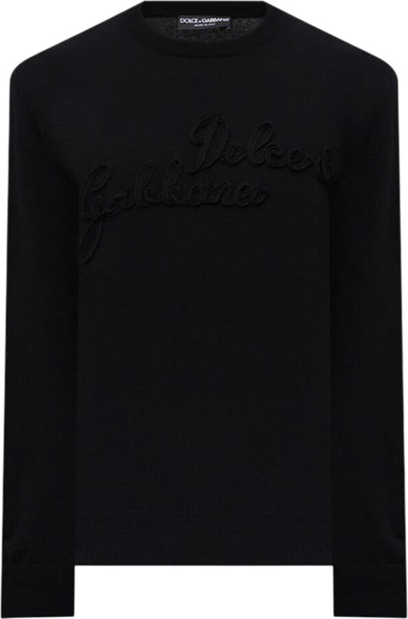 Dolce & Gabbana Maglione In Lana Nera Con Logo