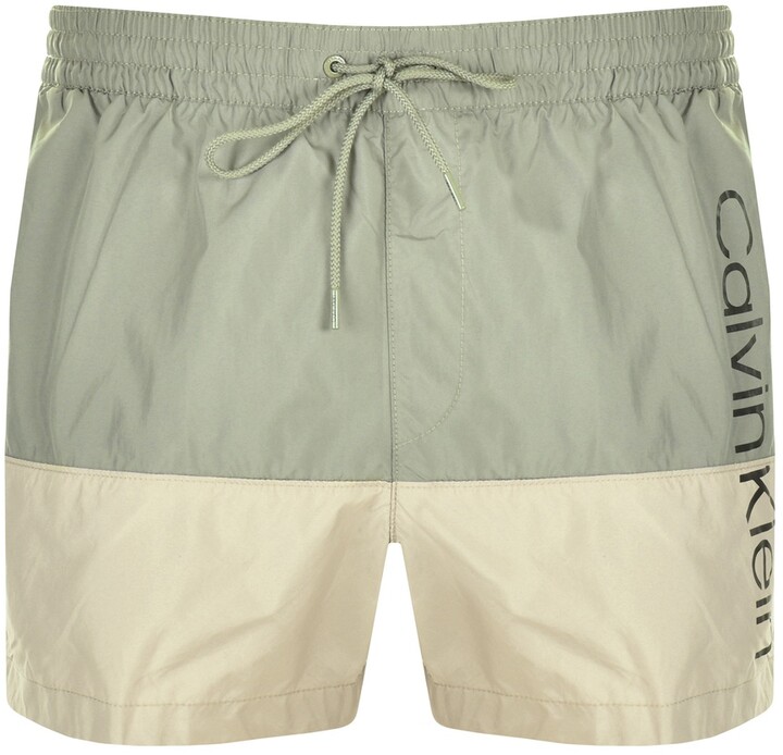 Calvin Klein Logo Swim Shorts Khaki ShopStyle