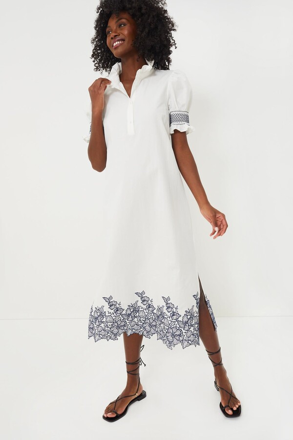 Hyacinth House Navy Embroidery Eliza Midi Dress - ShopStyle