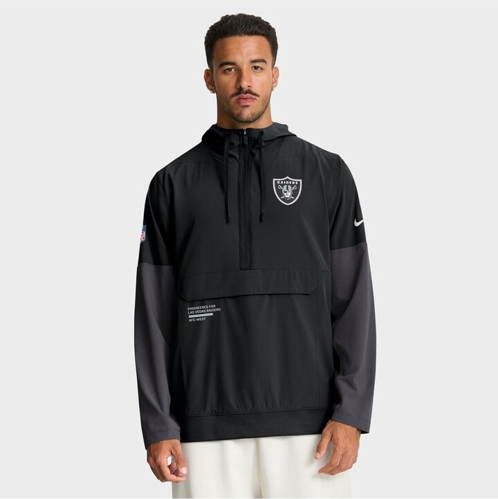 Nike Men's Black Las Vegas Raiders Sideline Anorak Half-Zip Hoodie Jacket