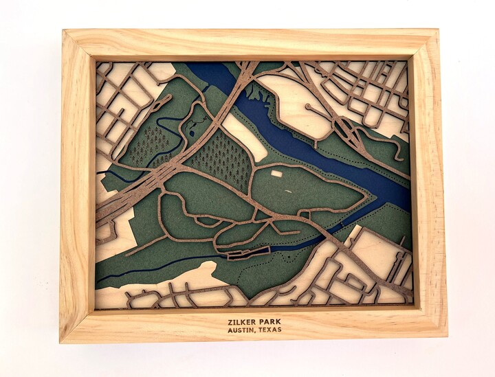 Etsy Zilker Park Map; Layered Laser Cut Topographical Map With Features