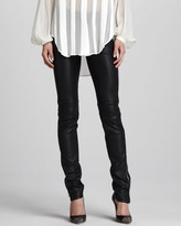 Thumbnail for your product : Adam Lippes Skinny Stretch Leather Pants, Black