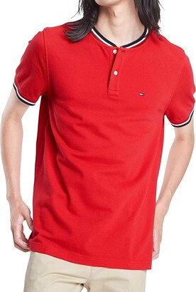 Tommy Hilfiger Men's NWT Pinstripes Red Button-Down Short Sleeve Shirt LARGE