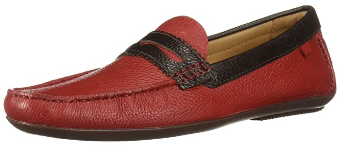 Men's GIOVANNI faux leather slip on driving moccasins shoes black red M01-5 