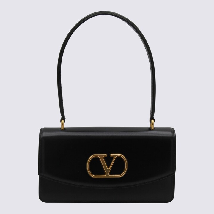 Valentino Garavani Black Leather Vain Shoulder Bag