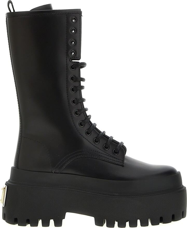 Dolce & Gabbana Leather Amphibious - ShopStyle Combat Boots