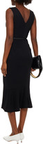 Thumbnail for your product : Victoria Beckham Belted Fluted Cady Midi Dress