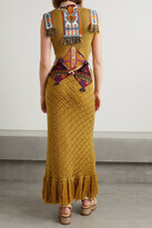 Thumbnail for your product : Etro Camille Cutout Fringed Intarsia Wool Maxi Dress - Yellow