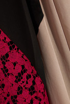 Thumbnail for your product : Saloni Iris Lace-Paneled Crepe Maxi Dress