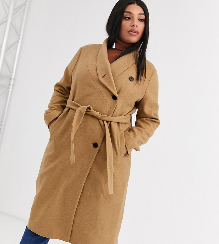 plus size belted wool coat