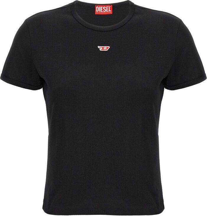 Diesel T-Uncutie-Long-D Embroidered D Patch T-Shirt