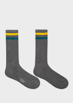 Thumbnail for your product : Paul Smith Men's Grey Double Stripe Ribbed Socks