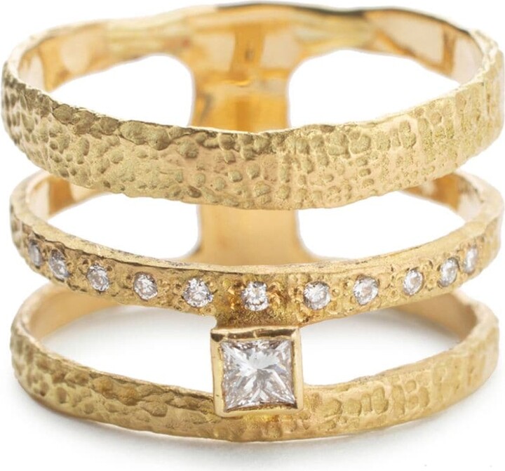 ELHANATI 18kt yellow gold Roxy Finest Intermix diamond ring - ShopStyle