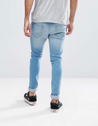 Ldn Dnm Super Skinny Jeans In Light Wash Indigo