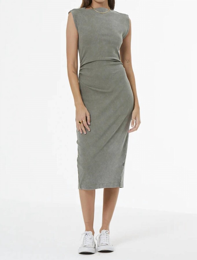 Young Fabulous & Broke Jodie Mineral Wash Dress In Seagrass