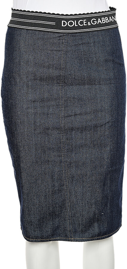 navy blue knit pencil skirt