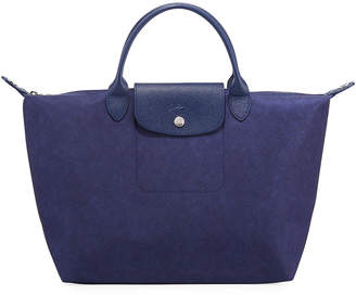 Longchamp Le Pliage Neo Denim-Print Top-Handle Bag