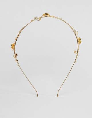 ASOS DESIGN Pretty Pearl & Flower Headband