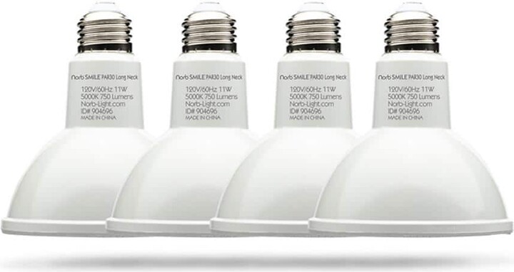 Elecwish NorbSMILE 11W Equivalent PAR30 Daylight (5000K) Sun-Spectrum Wellness LED Light Bulb (4-Pack)