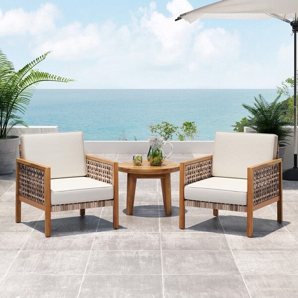 Christopher Knight Home ChristopherKnightHomeZeldaOutdoorAcaciaWoodandWickerClubChair(Setof2)Beige