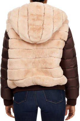 Gorski Rex Rabbit Fur & Puffer Sleeve Hooded Jacket