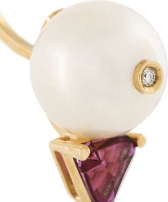 Delfina Delettrez 18kt gold Trillion diamond, pearl and topaz earrings