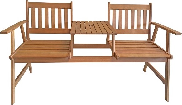 FDWPatioBenchWoodGardenBenchParkBenchAcaciaWoodwithTableforPoolBeachBackyardBalconyPorchDeckGardenWoodenFurniture(Nature)