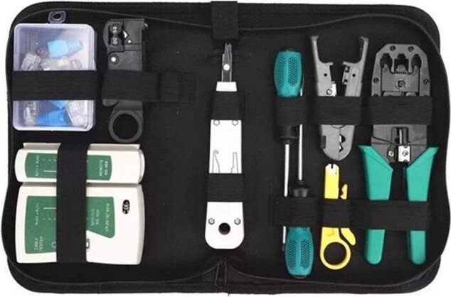 HAYCO Network Cable Repair Maintenance Tool Kit Set 11 in 1 Portable Phone Cable Crimper 8P8C 4P4C 6P6C Connectors RJ45 RJ11 Cat5 Cat6 Cable Tester
