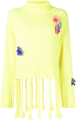 Mira Mikati Crochet Flowers Turtleneck Sweater