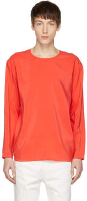 Lemaire Red Long Sleeve Silk T-Shirt