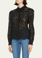 Thumbnail for your product : L'Agence Jenica Lace Long-Puffed Sleeve Blouse