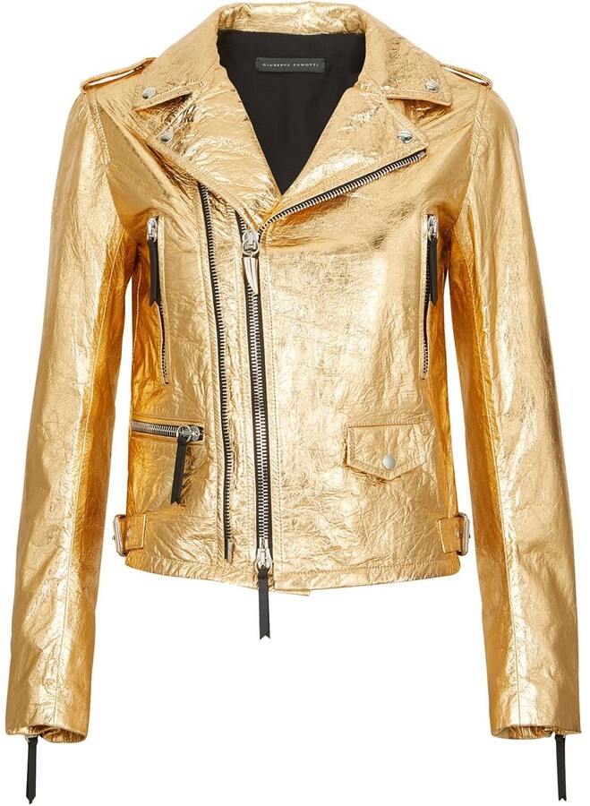 gold moto jacket