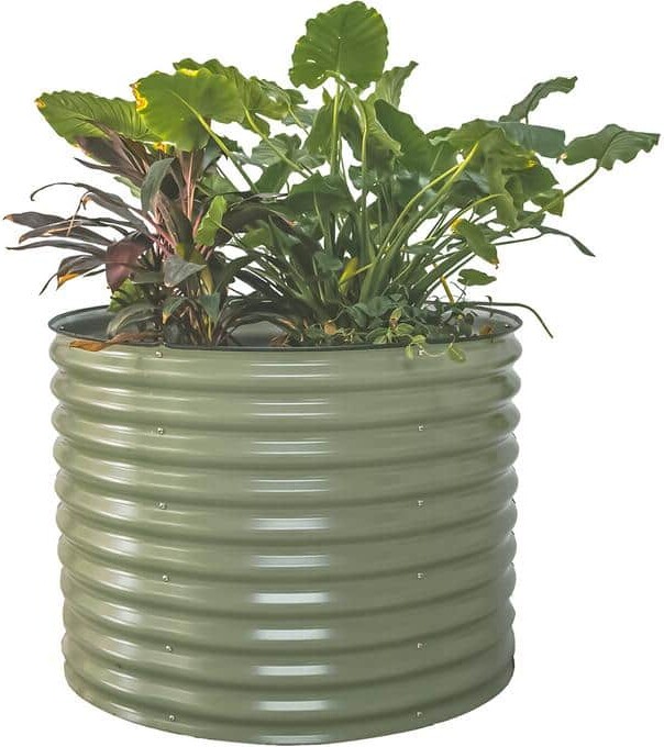 vego garden 32 in. Extra-Tall x 42 in. Round Olive Green Metal Raised Garden Bed Kit