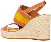 Thumbnail for your product : Tory Burch Two-tone Leather And Suede Espadrille Wedge Sandals