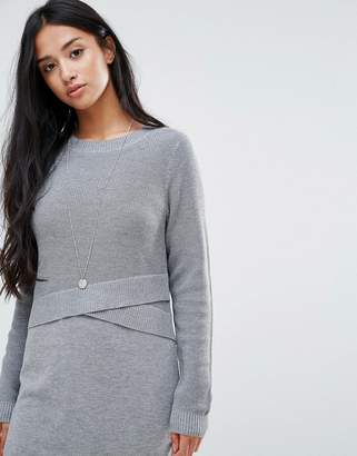 ASOS Petite Knitted Dress With Wrap Detail