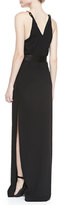 Thumbnail for your product : Halston Sleeveless Gown W/ Multi Needle Belt
