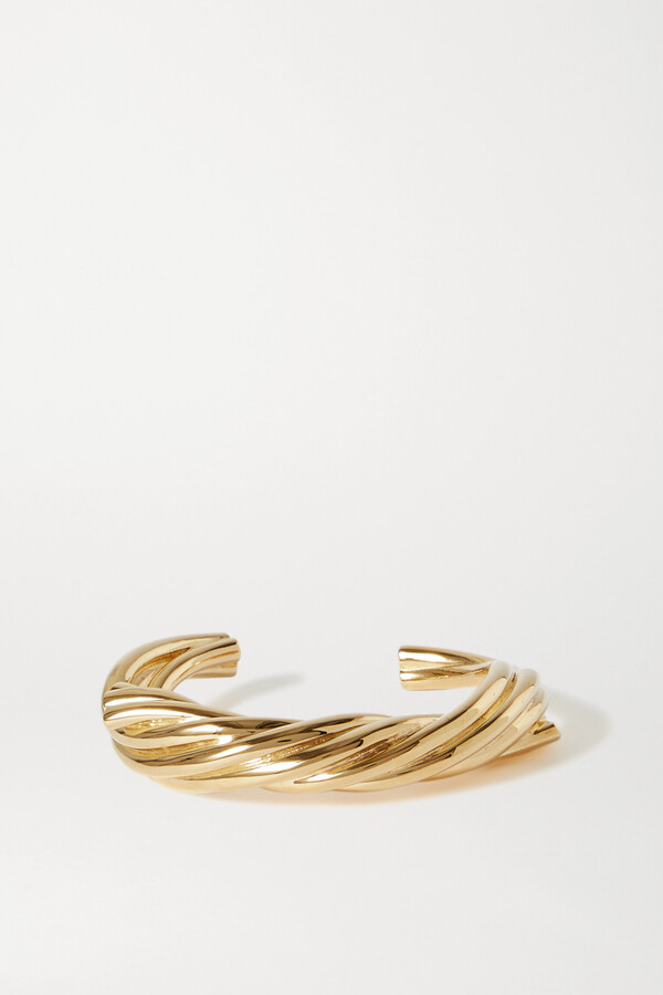 Waterway Cubic zirconia Zircon Design Cuff Bracelet Bangle 14k Solid Gold